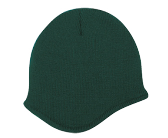 Acrylic knit two tone color beanies with trim and fleece lining
