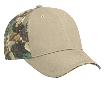 Camouflage brushed cotton twill sandwich visor two tone color six panel low profile pro style caps