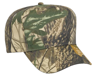 Camouflage cotton twill five panel low crown golf style caps