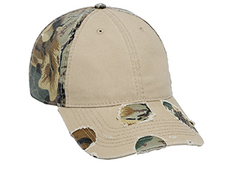 Camouflage garment washed cotton twill low profile pro style caps