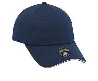 Cool Comfort polyester cool mesh sandwich visor withstriped closure solid color six panel low profile pro style caps