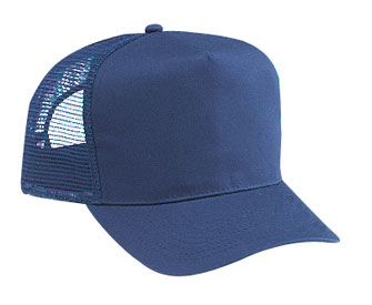 Cotton twill solid color five panel pro style mesh back caps