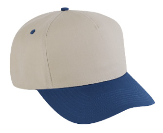 Cotton twill solid and two tone color five panel pro style caps