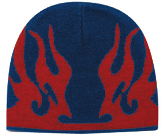 Flame design acrylic knit two tone color beanie, 8"