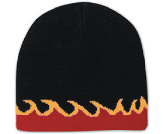 Flame design reversible acrylic knit two tone color beanies, 8"