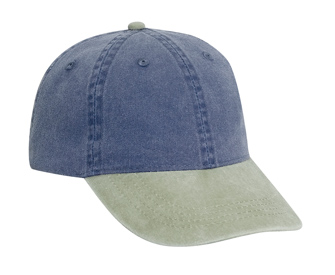 Washed pigment dyed bull denim solid and two tone color six panel low profile pro style caps