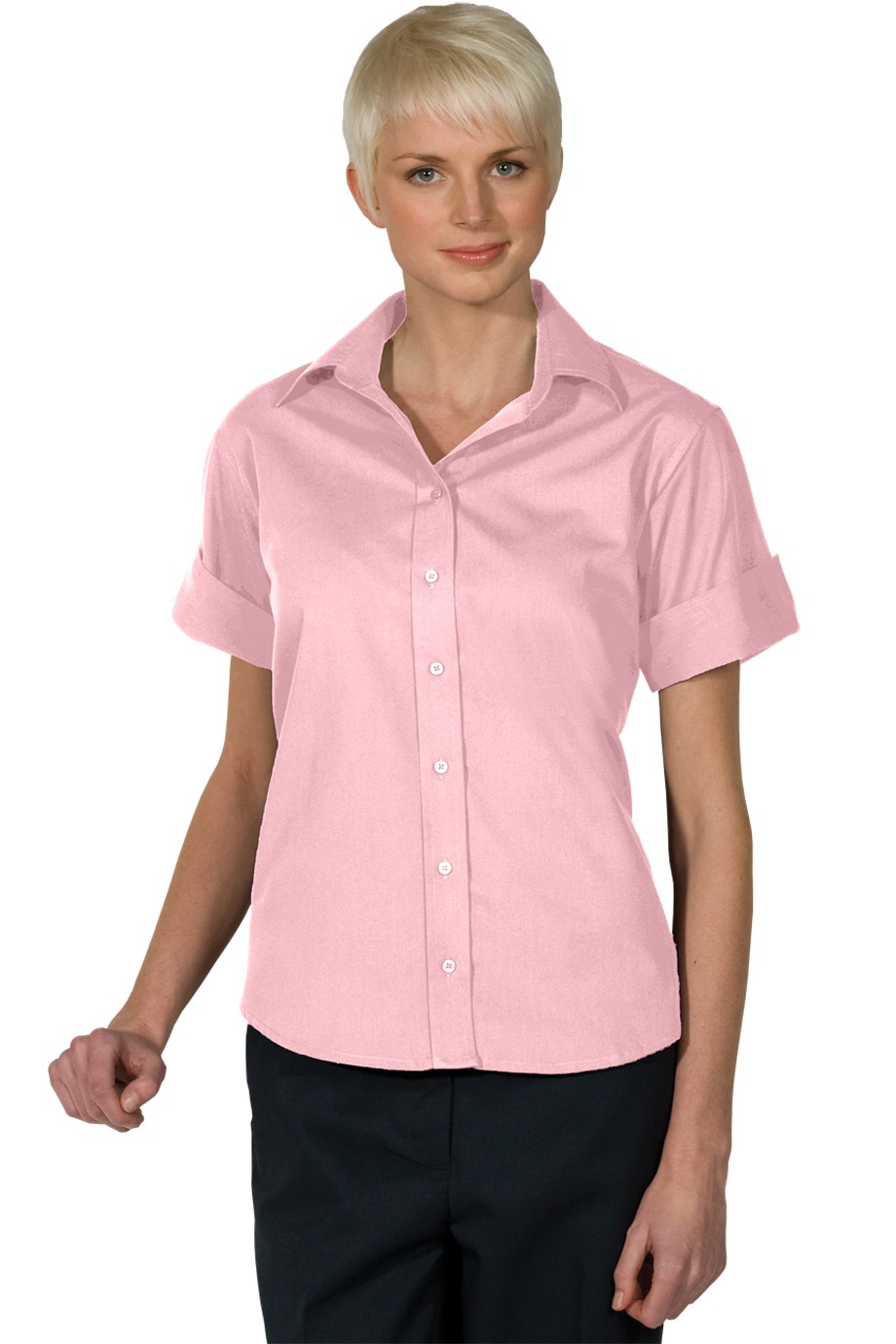 Edwards Garment 5245 女士开放式领口府绸 短袖女衬衫