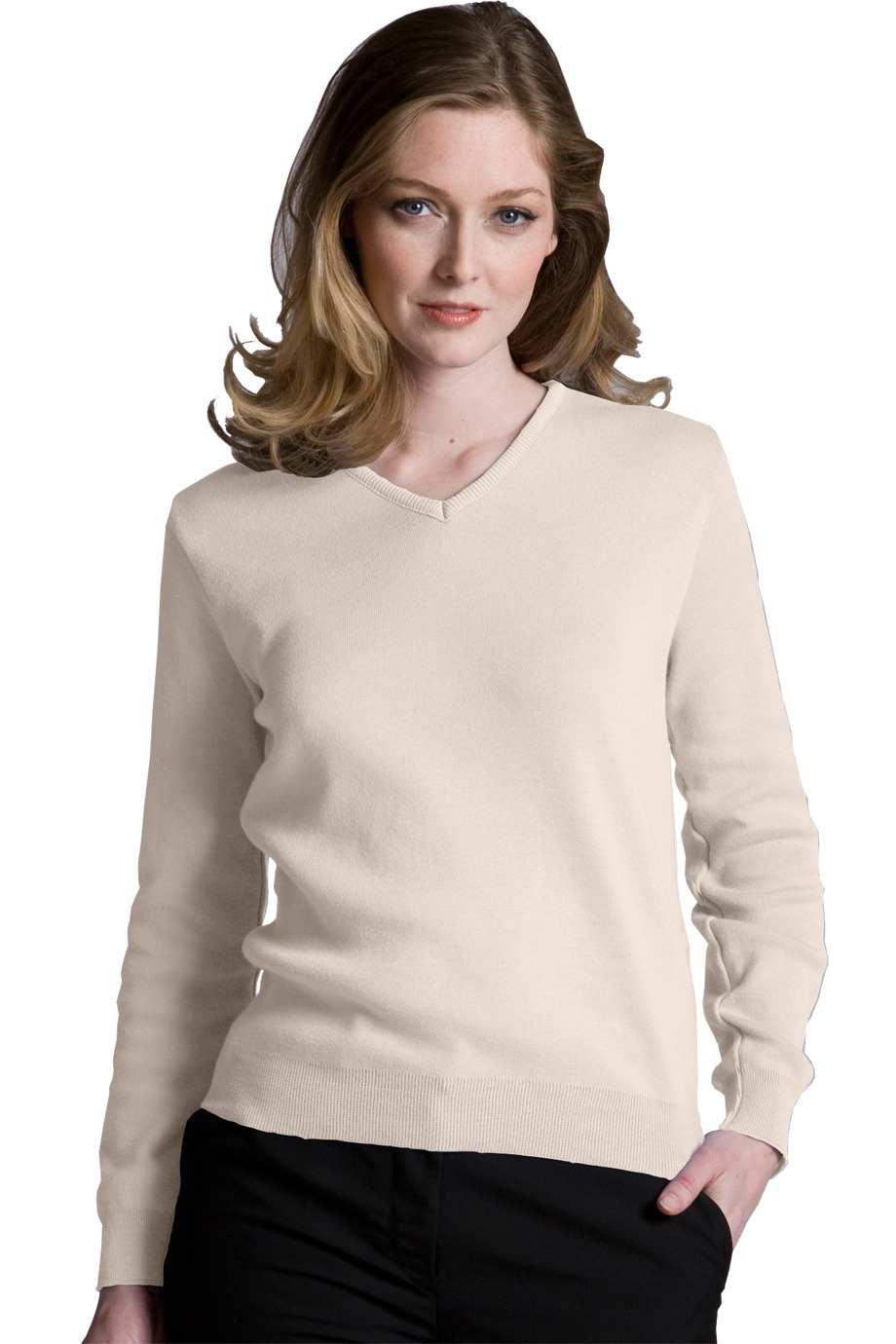 Edwards Garment 090 - Women's Cotton Cashmere V-Neck Sweater