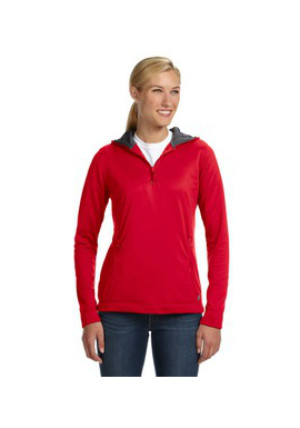 Russell Athletic Ladies Tech Fleece Quarter-Zip Pullover Hood