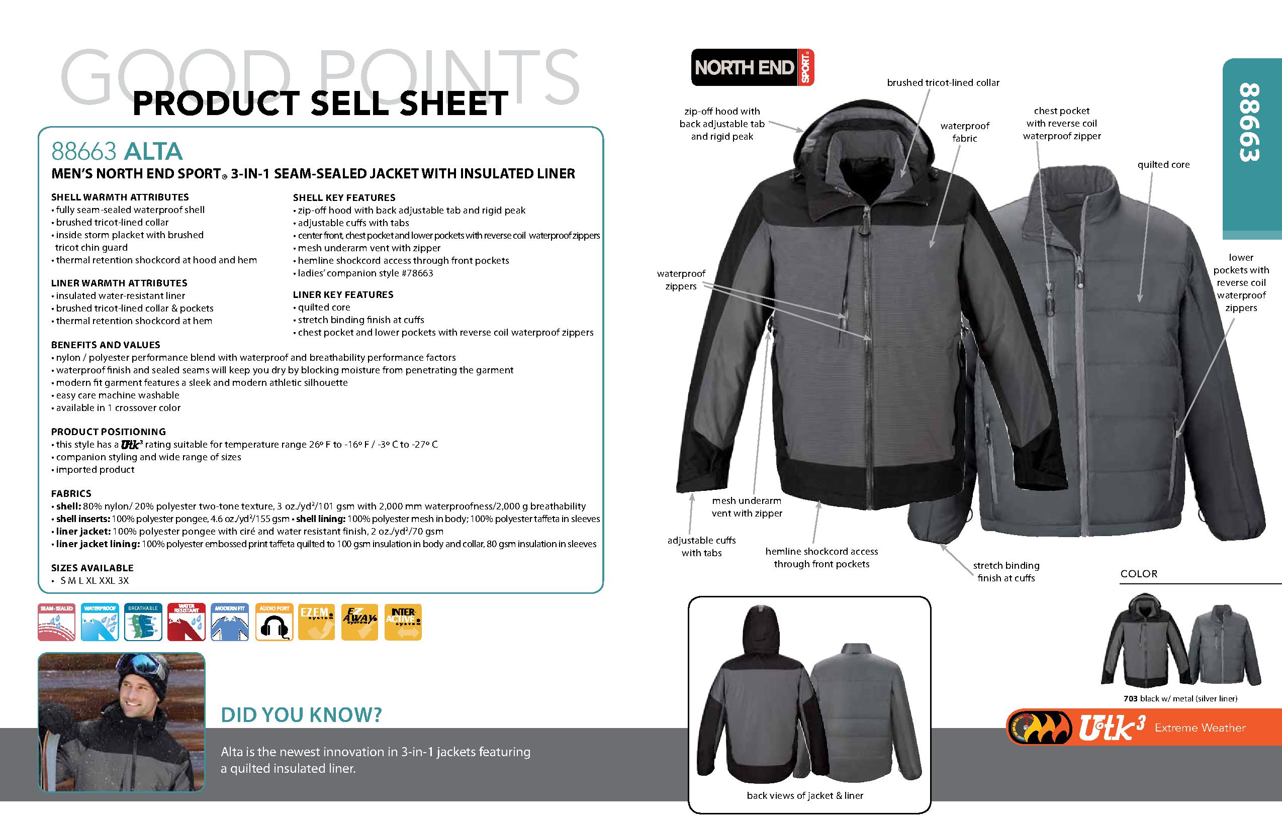 Ash City UTK 3 Warm.Logik 88663 - Alta Men's 3-In-1 Seam-Sealed Jacket With Insulated Liner