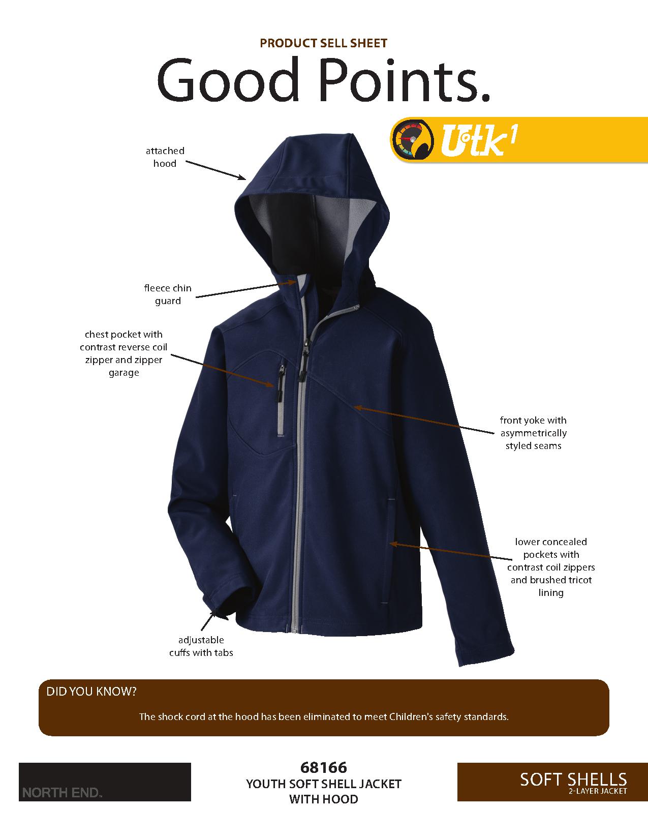 Ash City UTK 1 Warm.Logik 68166 - Prospect Youth Soft Shell Jacket With Hood