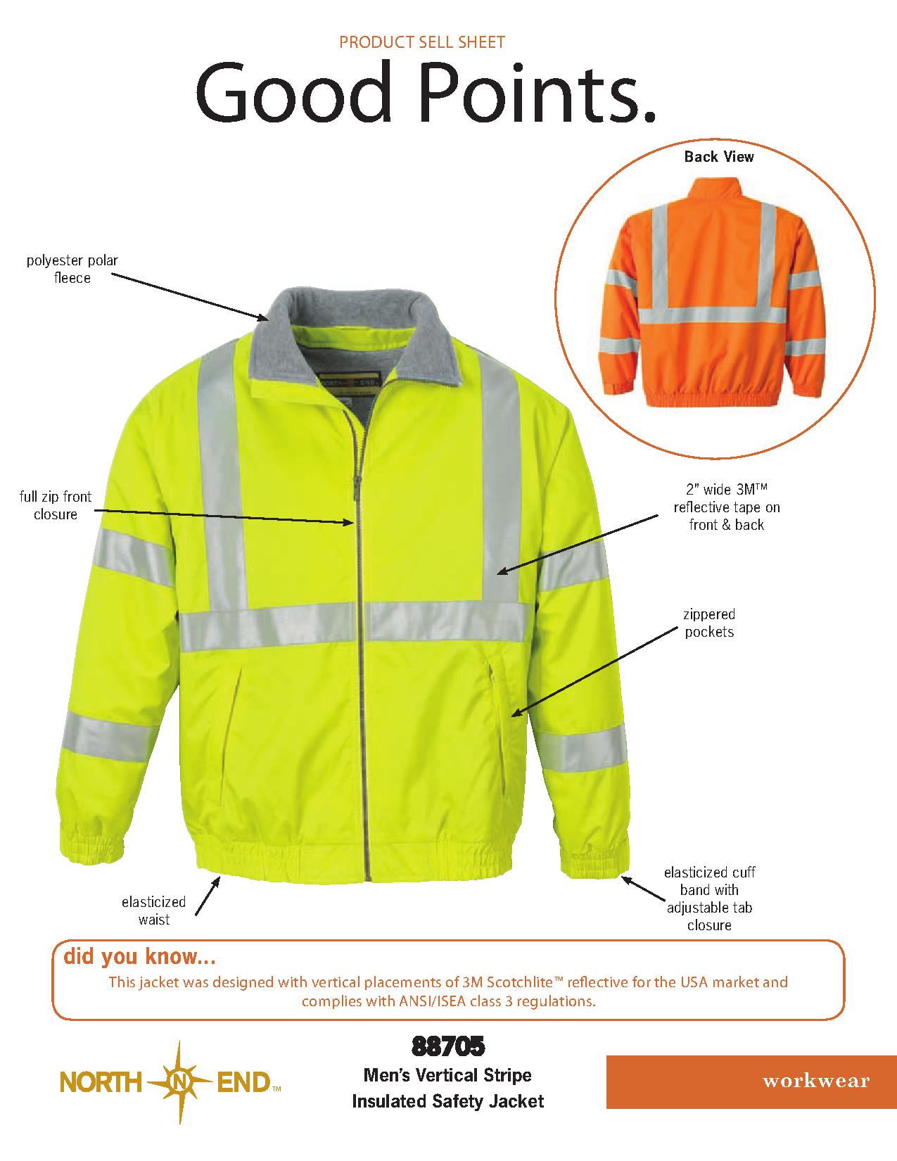 Ash City UTK 2 Warm.Logik 88705 - Men's Vertical Stripe Insulated Safety Jacket