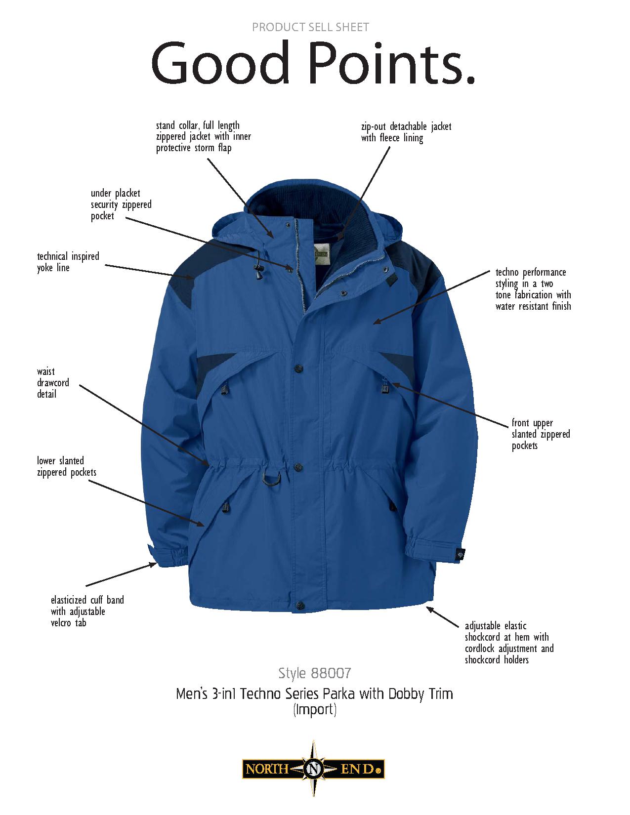 North End 88007 - Men's 3-in-1 Parka with Dobby Trim