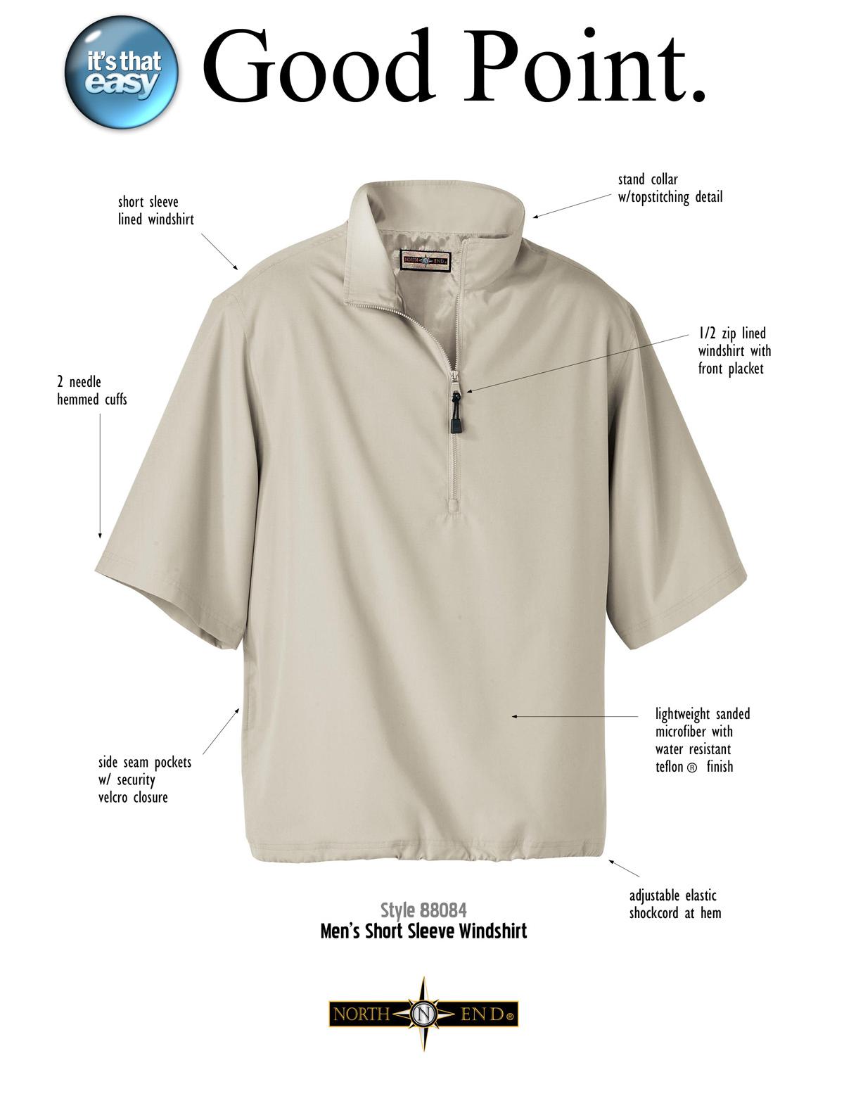 Ash City Windshirts 88084 - Men's Micro Plus Short Sleeve Windshirt With Teflon