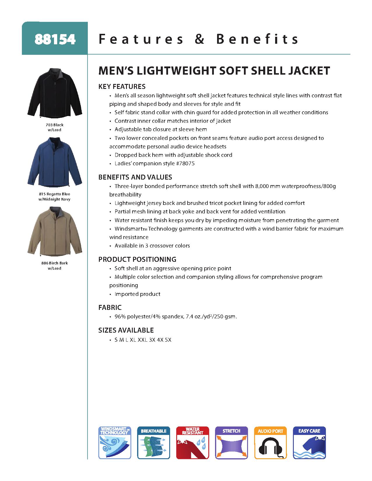 Ash City Lightweight 88154 - Men's 3-Layer Bonded Soft Shell Jacket