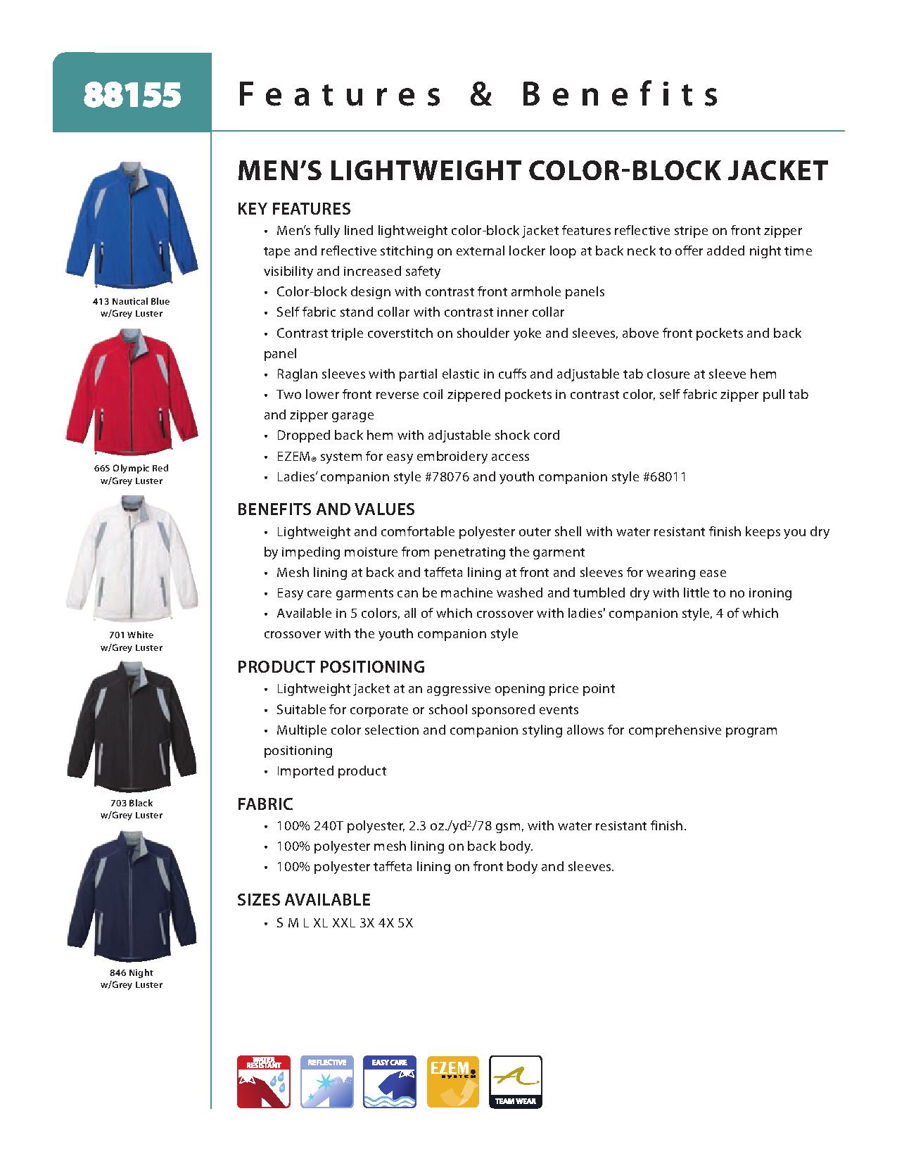 North End 88155 - Men's Endurance Lightweight Colorblock Jacket