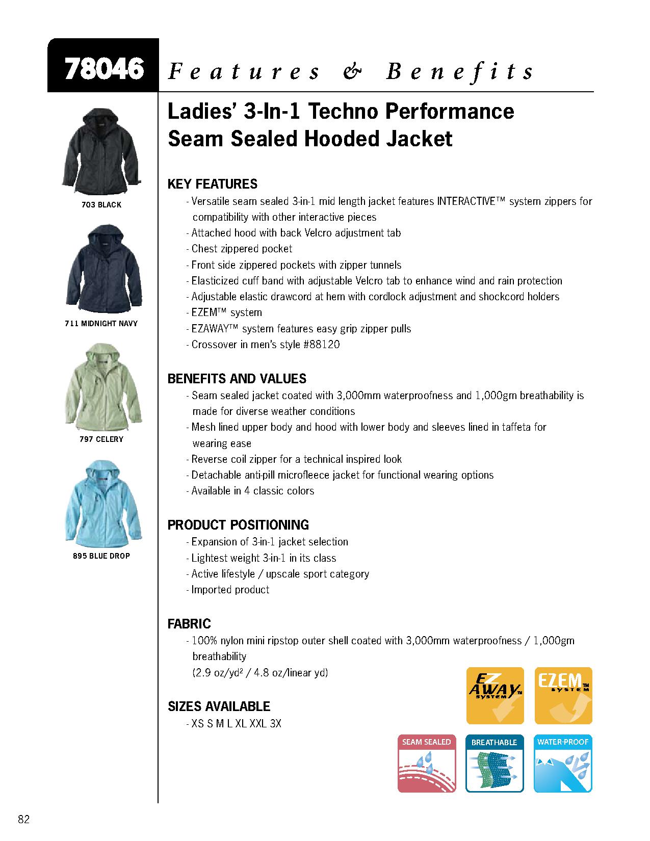 Ash City Performance Jackets 78046 - Ladies' 3-In-1 Techno Performance Seam-Sealed Hooded Jacket