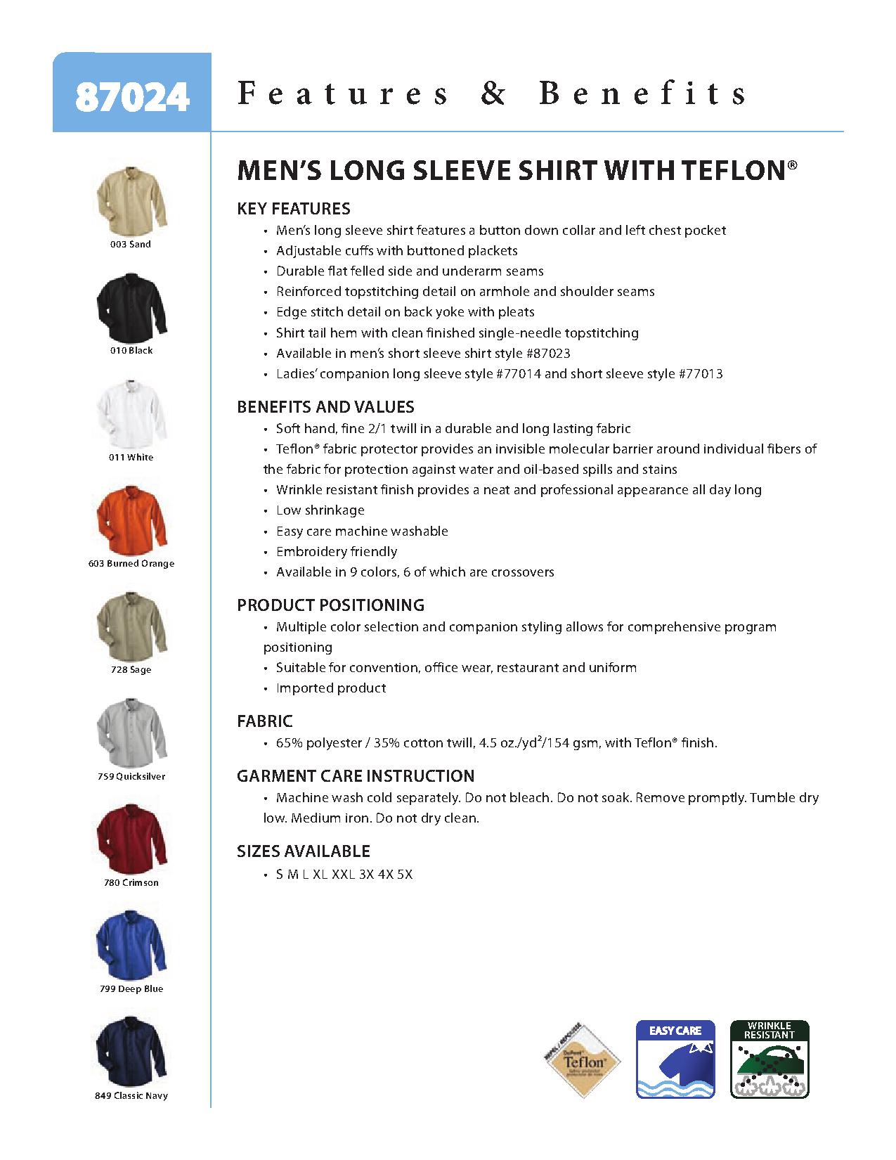 Ash City Teflon 87024 - Men's Long Sleeve Shirt With Teflon