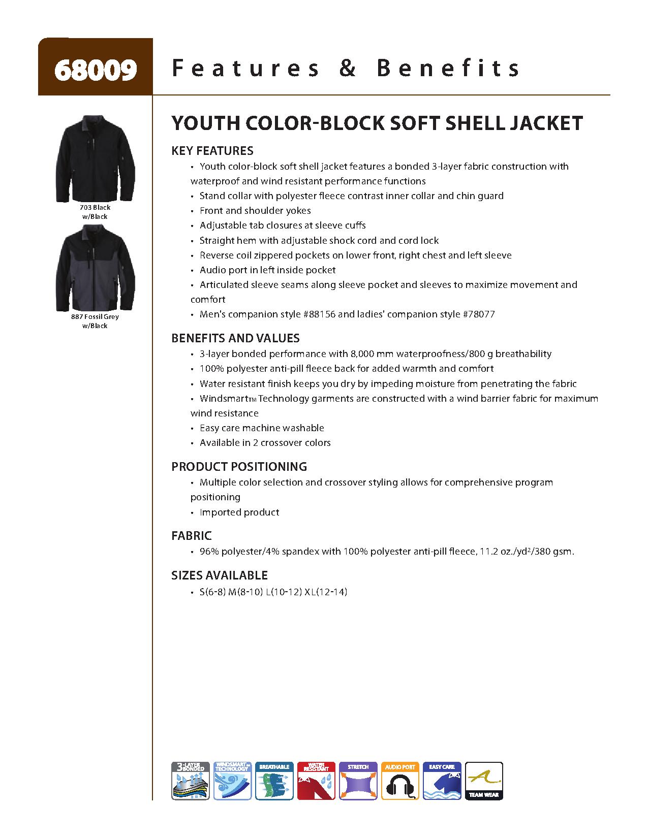 Ash City UTK 1 Warm.Logik 68009 - Compass Youth Color-Block Soft Shell Jacket