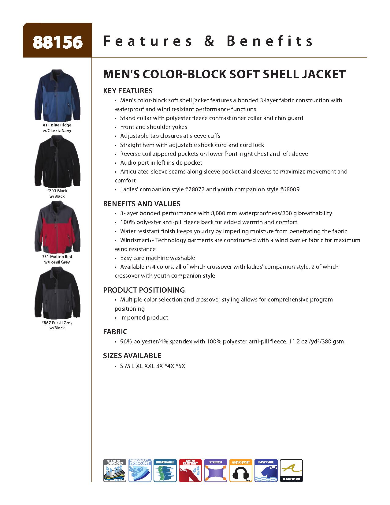 North End 88156 - Men's Compass Colorblock Three-Layer Fleece Bonded Soft Shell Jacket