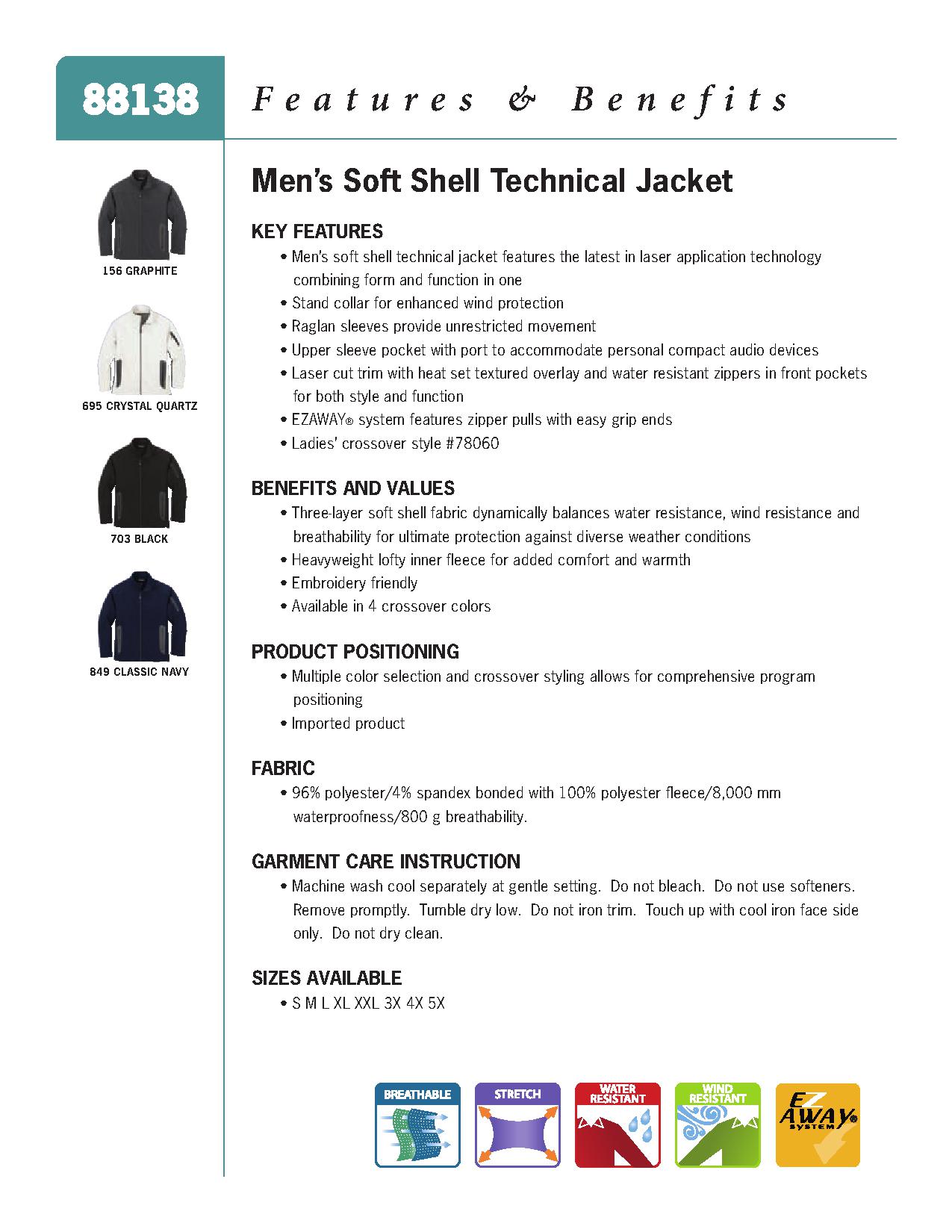 North End 88138 - Men's Three-Layer Fleece Bonded Soft Shell Technical Jacket