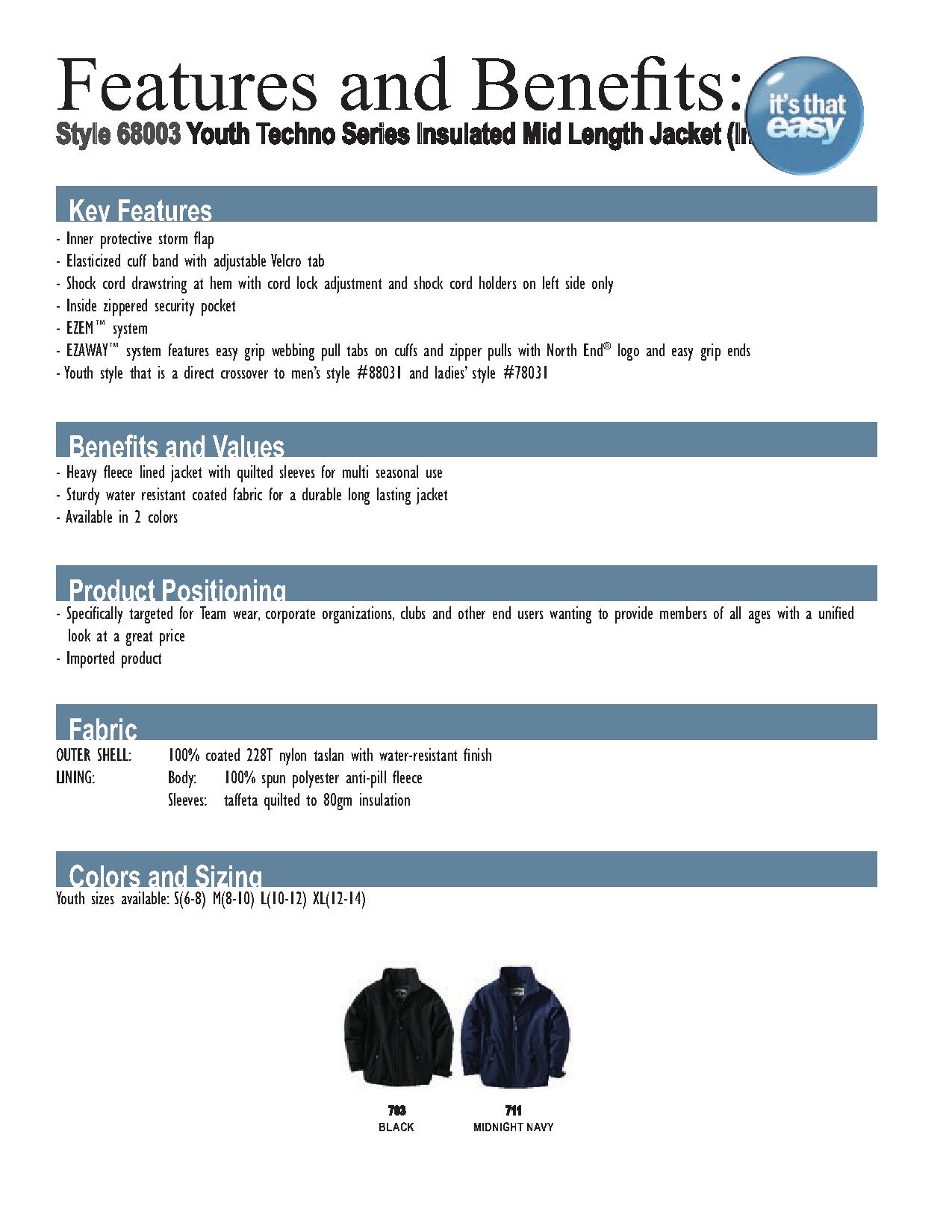 Ash City UTK 2 Warm.Logik 68003 - Youth Insulated Mid-Length Jacket