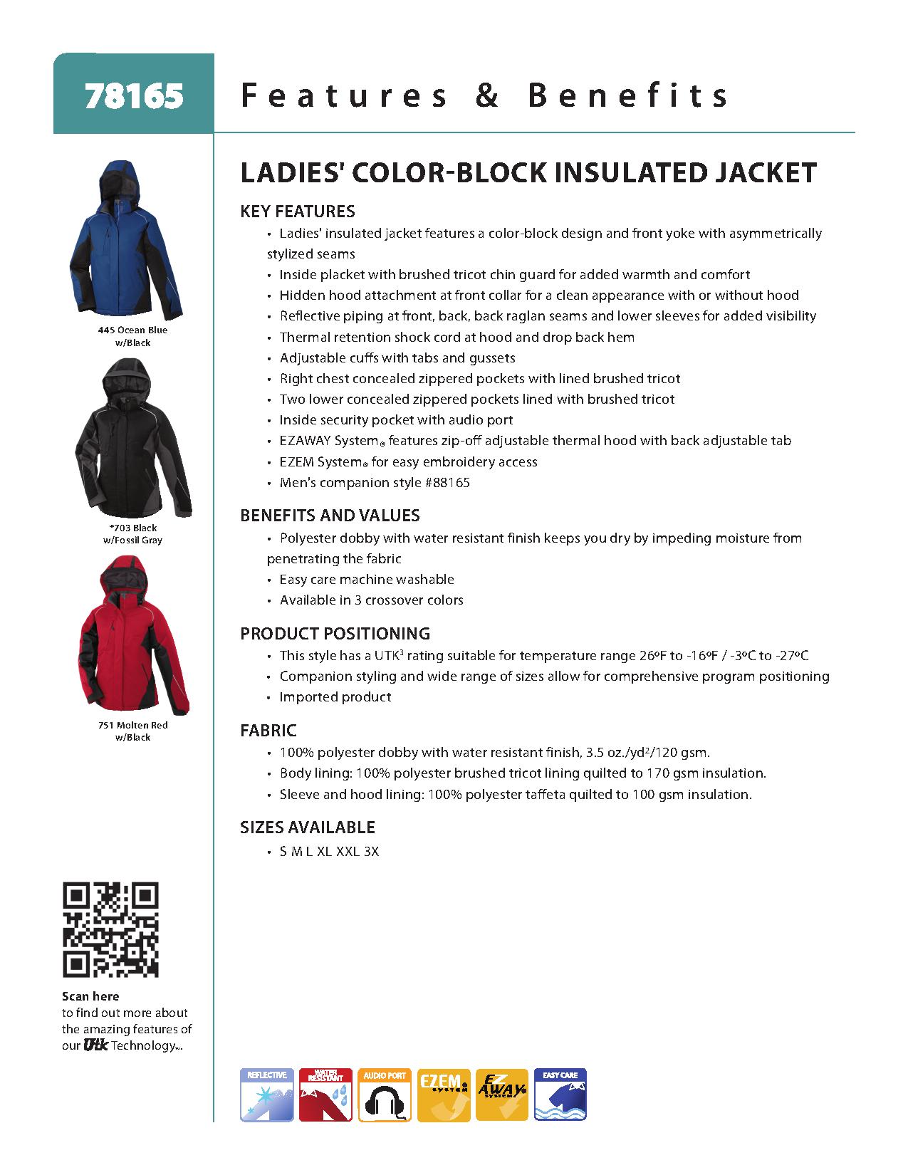 Ash City UTK 3 Warm.Logik 78165 - Avalanche Ladies' Color-Block Insulated Jacket