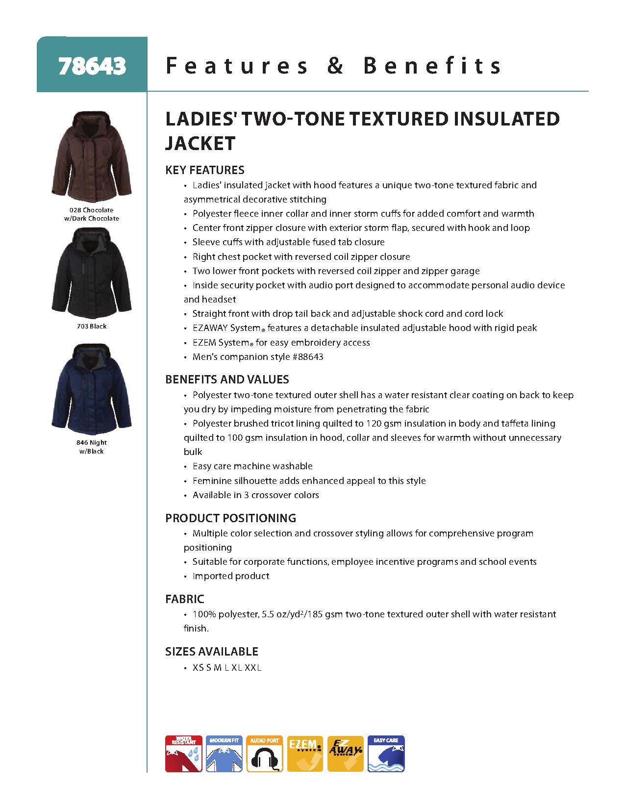 Ash City UTK 3 Warm.Logik 78643 - Traverse Ladies' Two-Tone Textured Insulated Jacket With Hood
