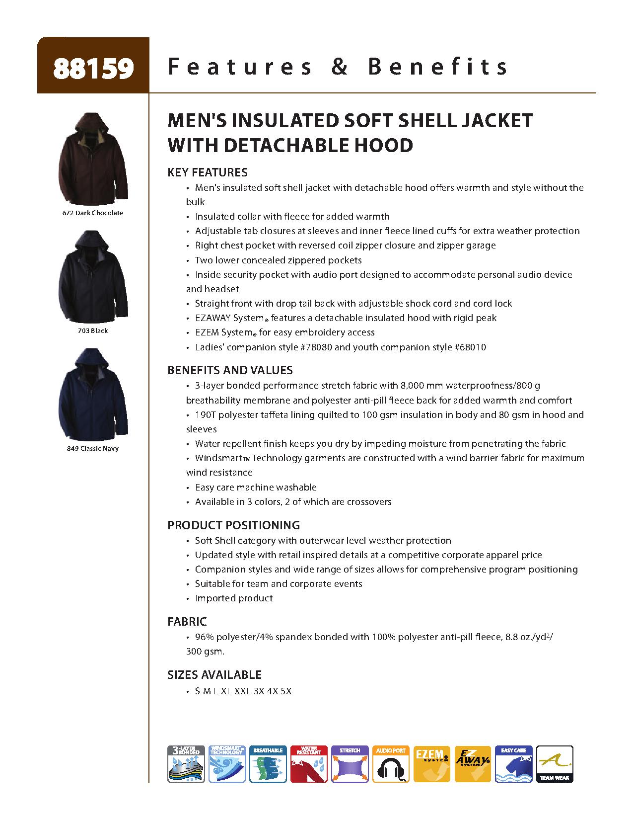 North End 88159 - Men's Glacier Insulated Three-Layer Fleece Bonded Soft Shell Jacket with Detachable Hood