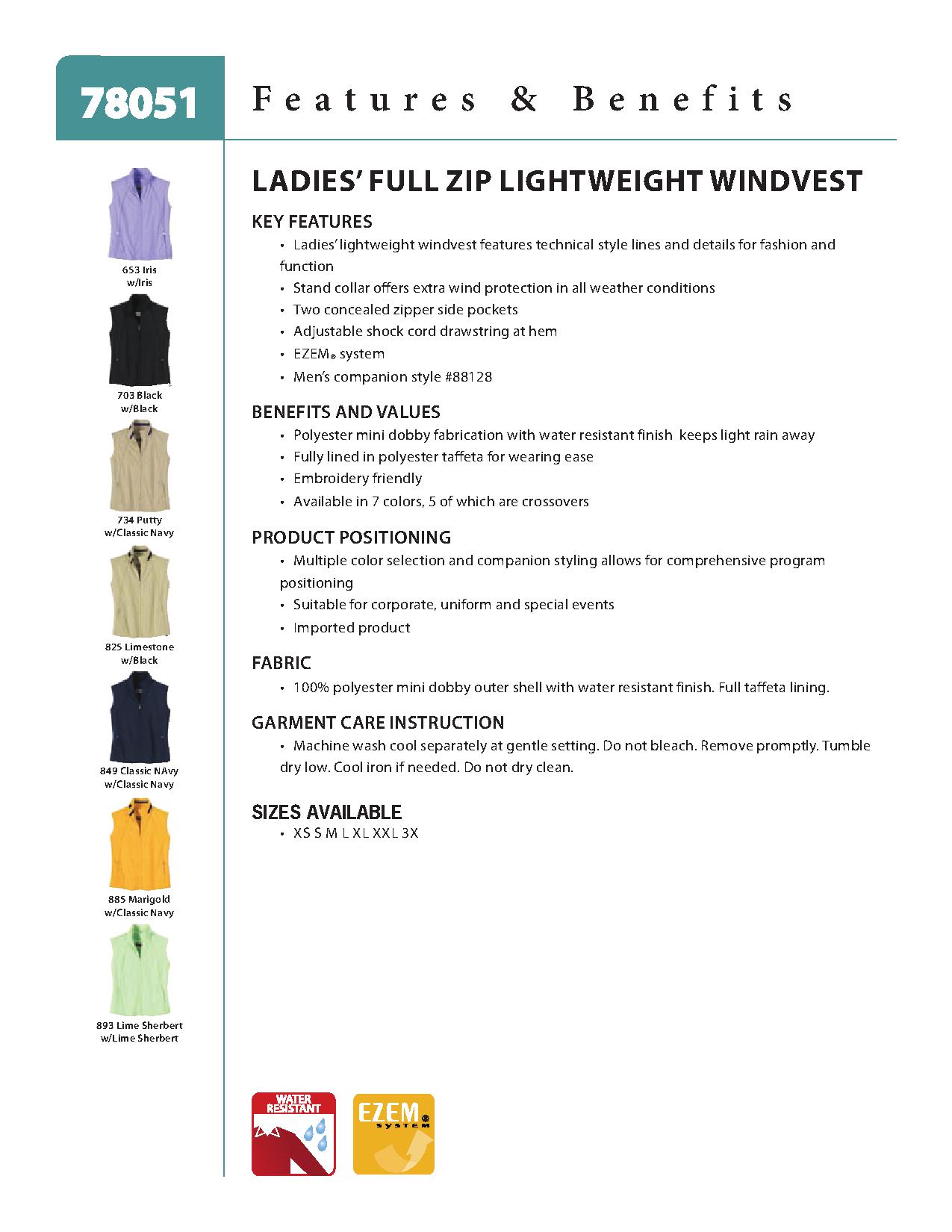 Ash City Windvests 78051 - Ladies' Full-Zip Lightweight Windvest