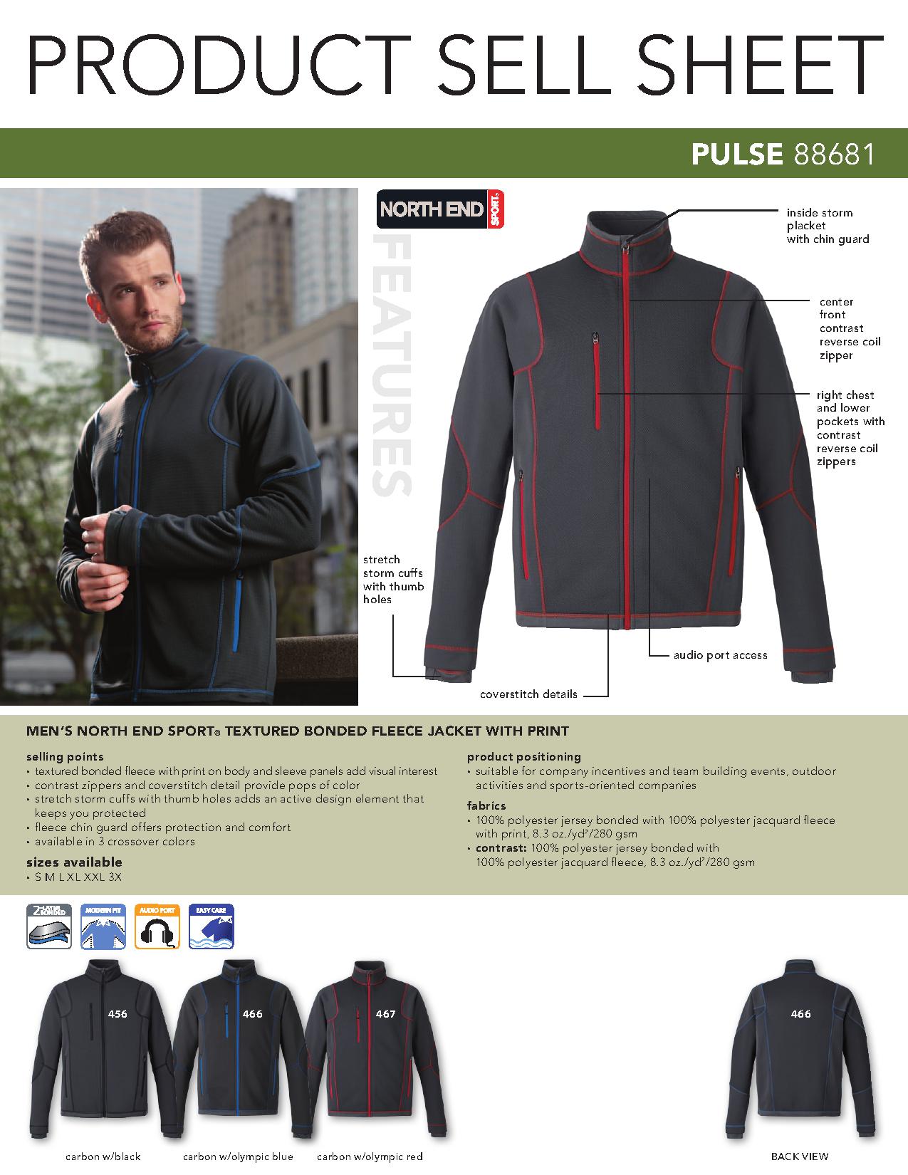 Ash City Bonded Fleece 88681 - Pulse Men's Textured Bonded Fleece Jacket With Print