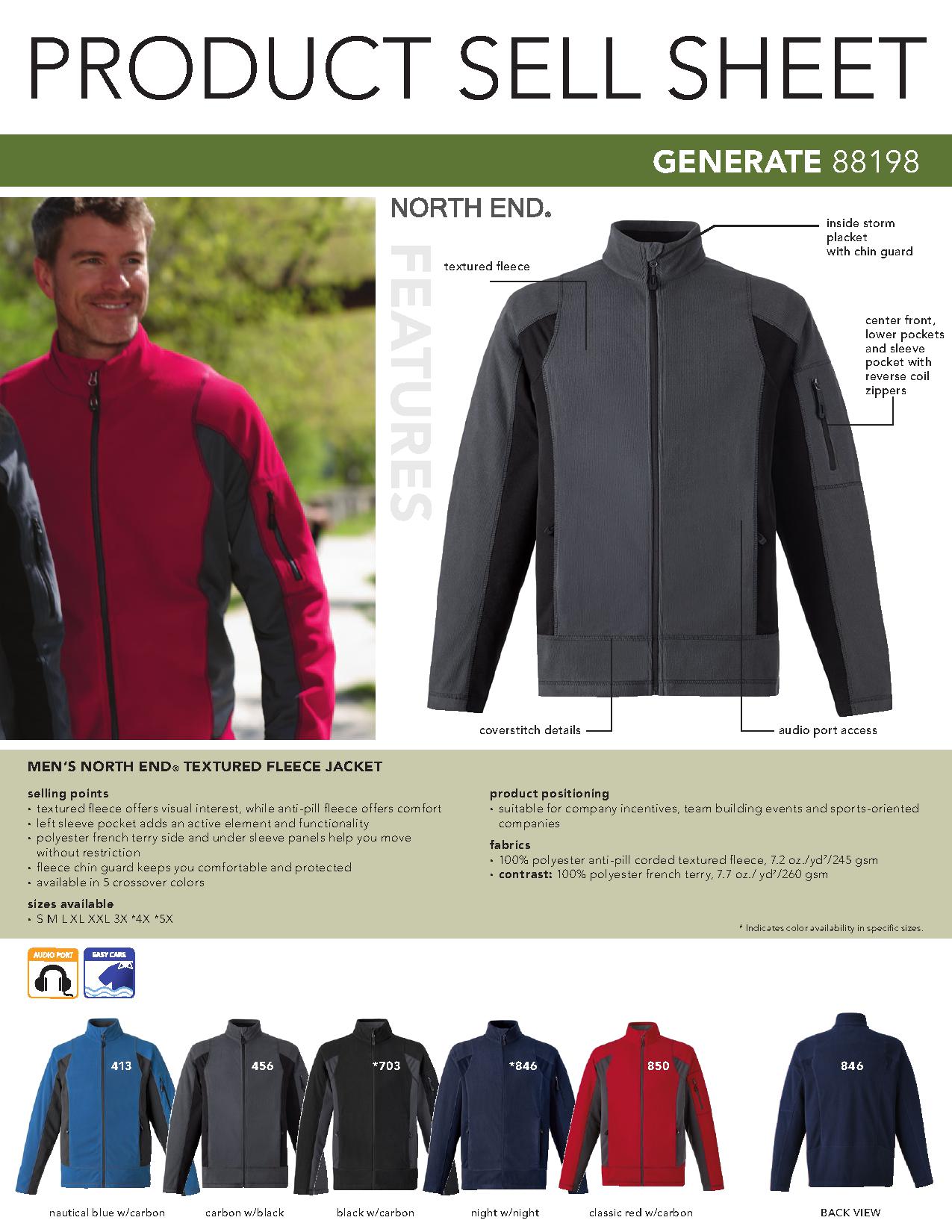 Ash City Cotton/Poly Fleece 88198 - Generate Men's Textured Fleece Jacket