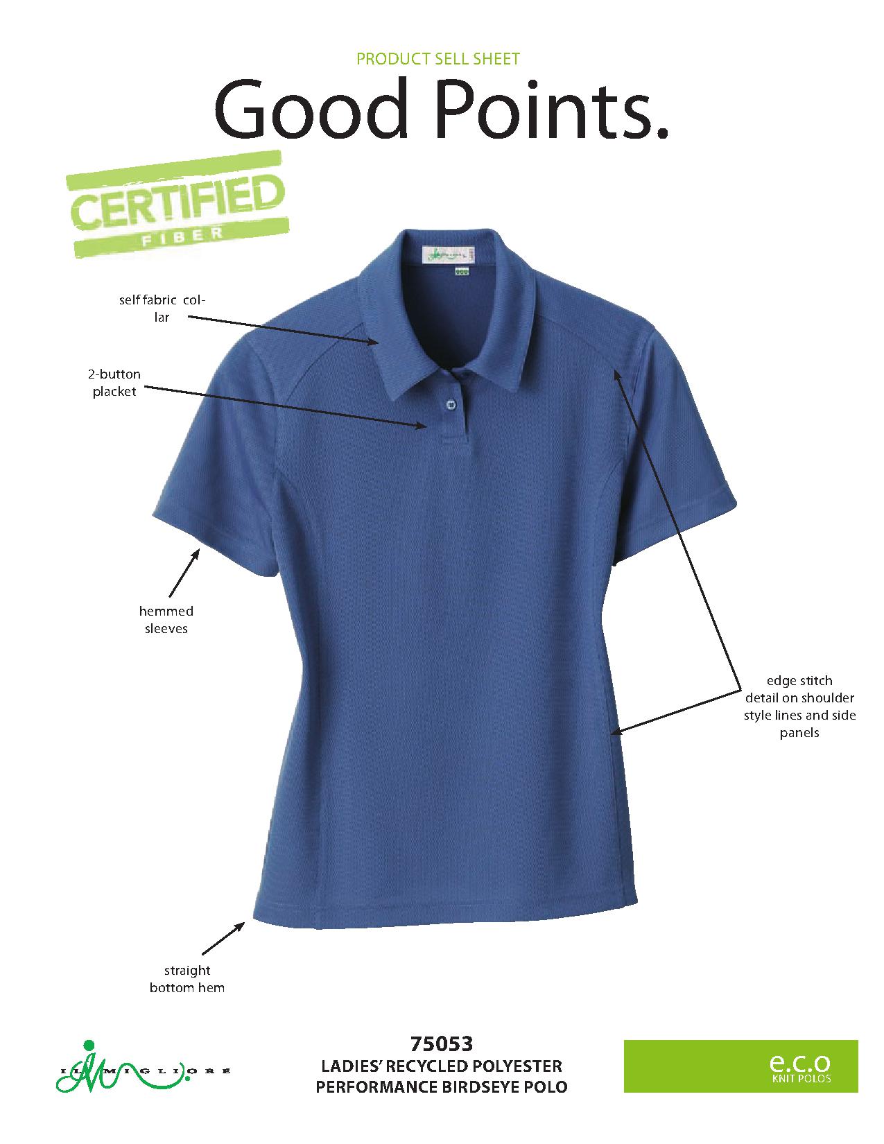 Ash City e.c.o Knits 75053 - Ladies' Recycled polyester Performance Birdseye Polo