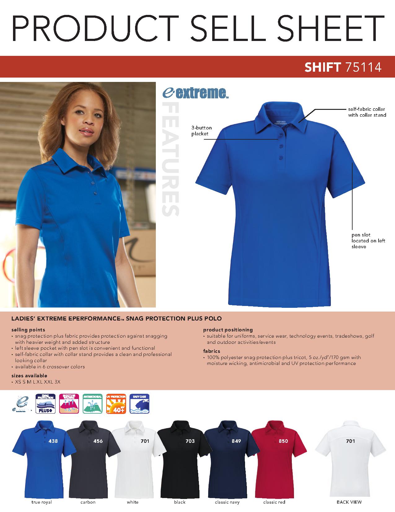Ash City Eperformance 75114 - Shift Ladies' Snag Protection Plus Polo