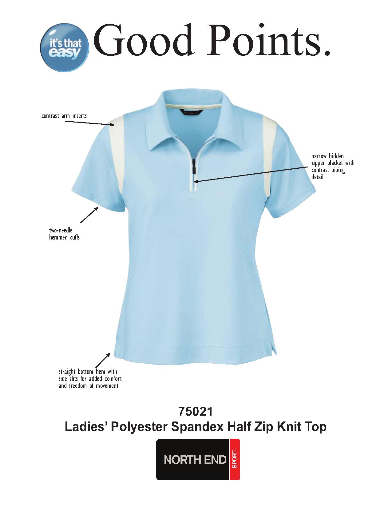 Ash City Performance 75021 - Ladies' Polyester Spandex Half Zip Knit Top