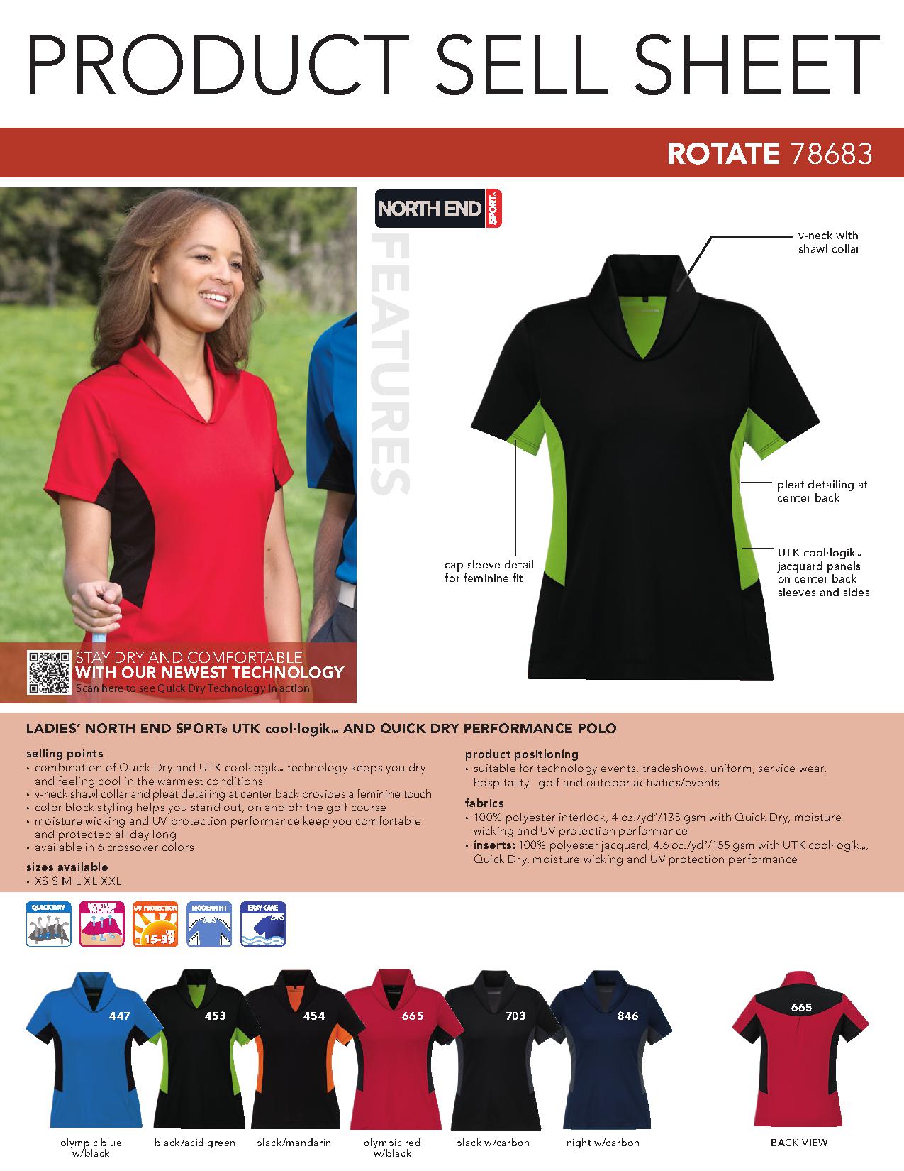 Ash City Performance 78683 - Rotate Ladies' Utk cool.logik And Quick Dry Performance Polo