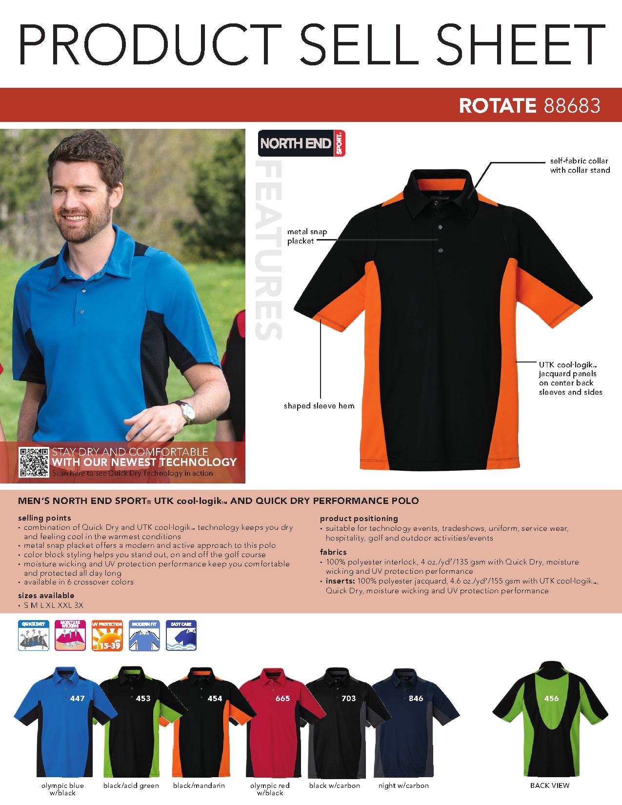 Ash City Performance 88683 - Rotate Men's Utk Cool.logik And Quick Dry Performance Polo