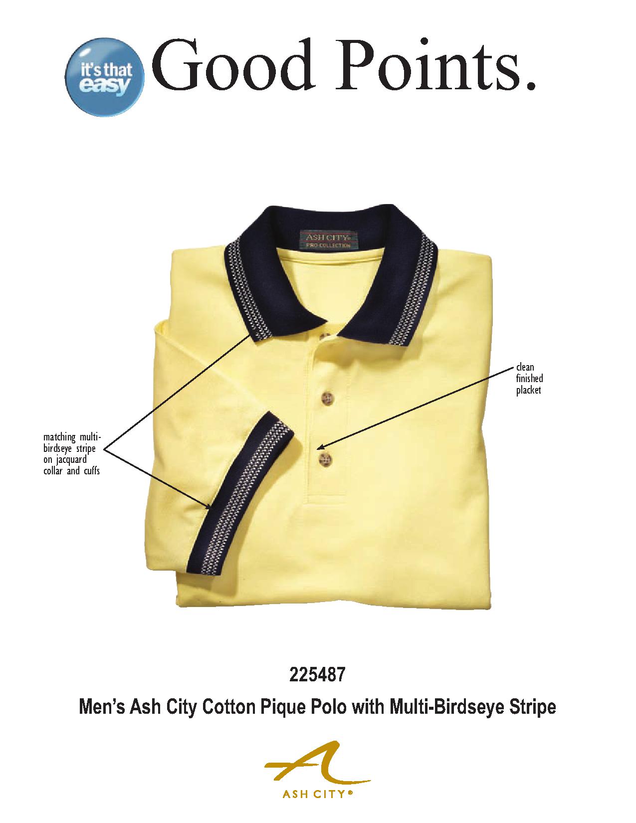 Ash City Pique 225487 - Men's Cotton Pique Polo With Multi-Birdseye Stripe