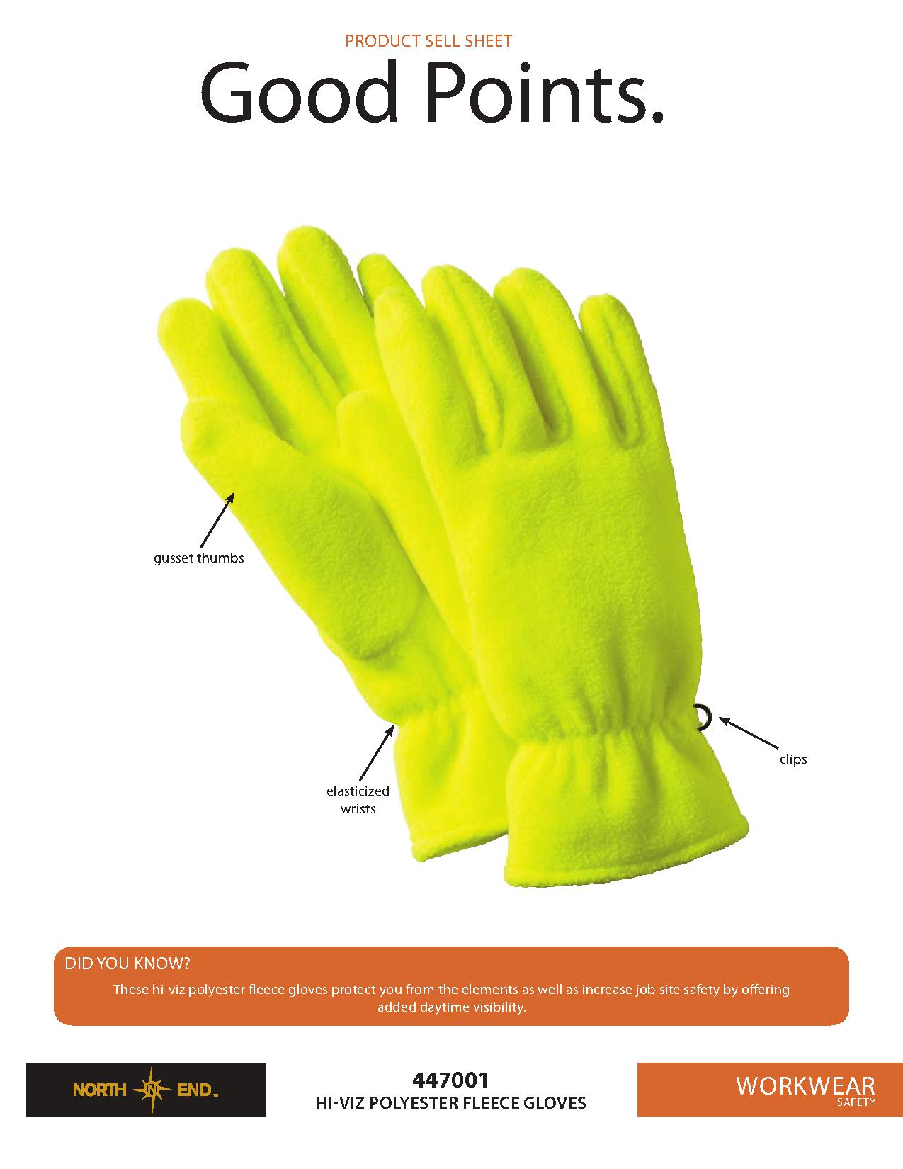 Ash City Poly Fleece 447001 - Hi-Viz Polyester Fleece Gloves