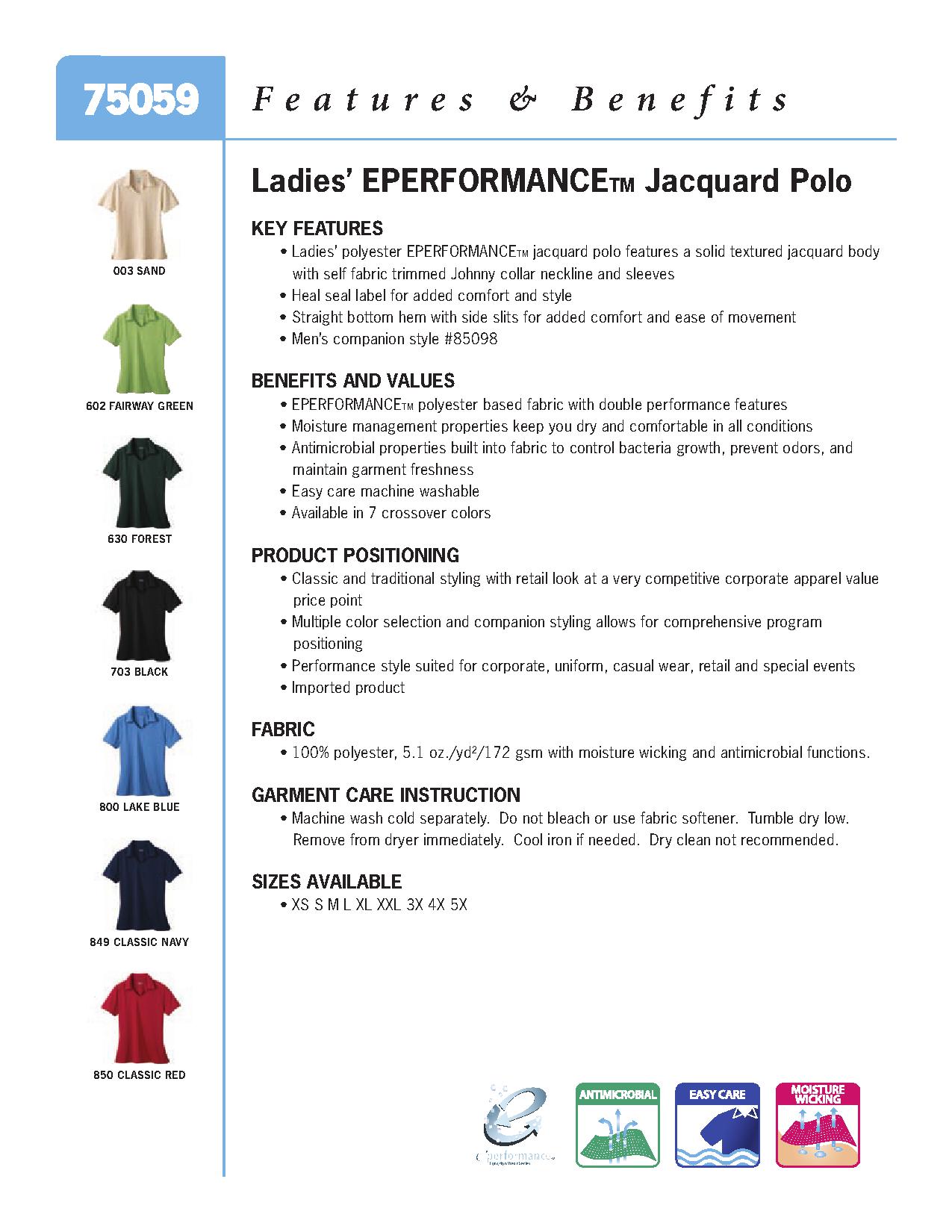 Ash City Eperformance 75059 - Ladies' Eperformance Jacquard Polo