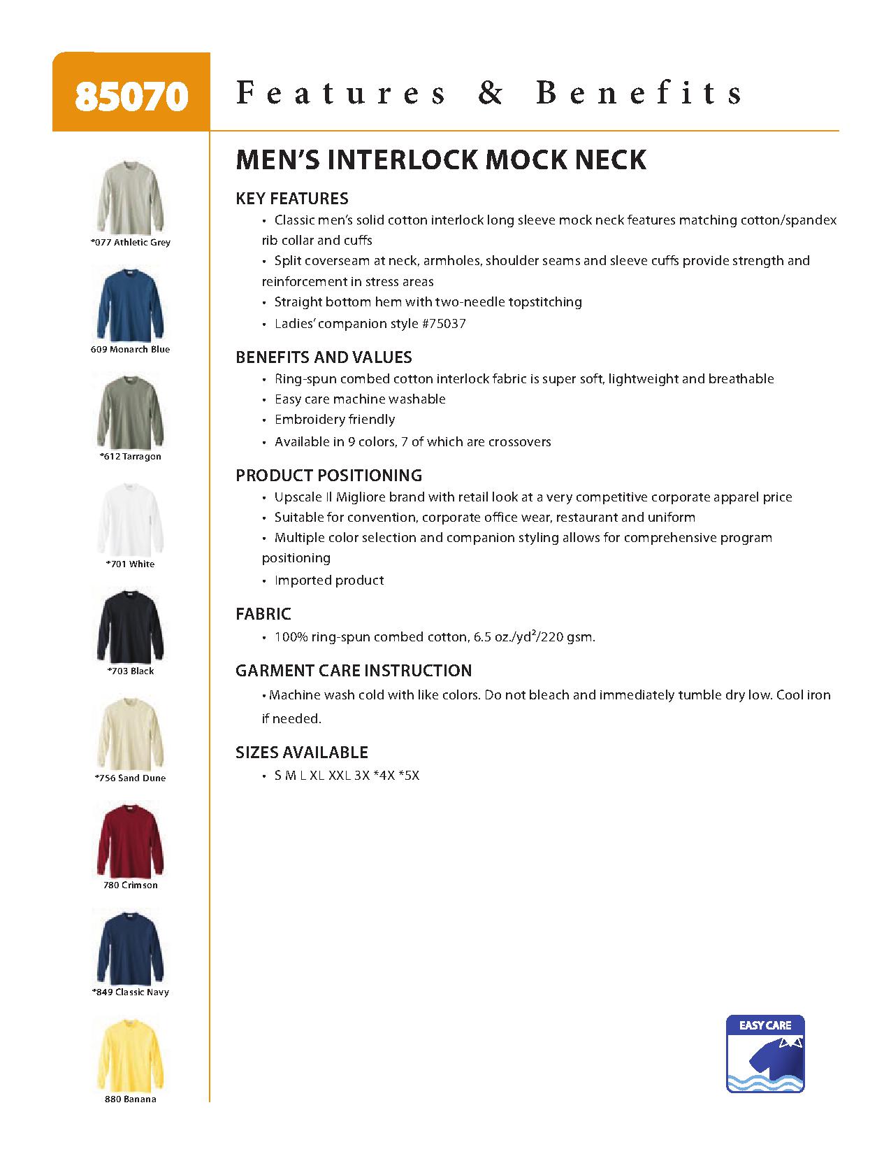 Ash City Interlock 85070 - Men's Interlock Mock Neck