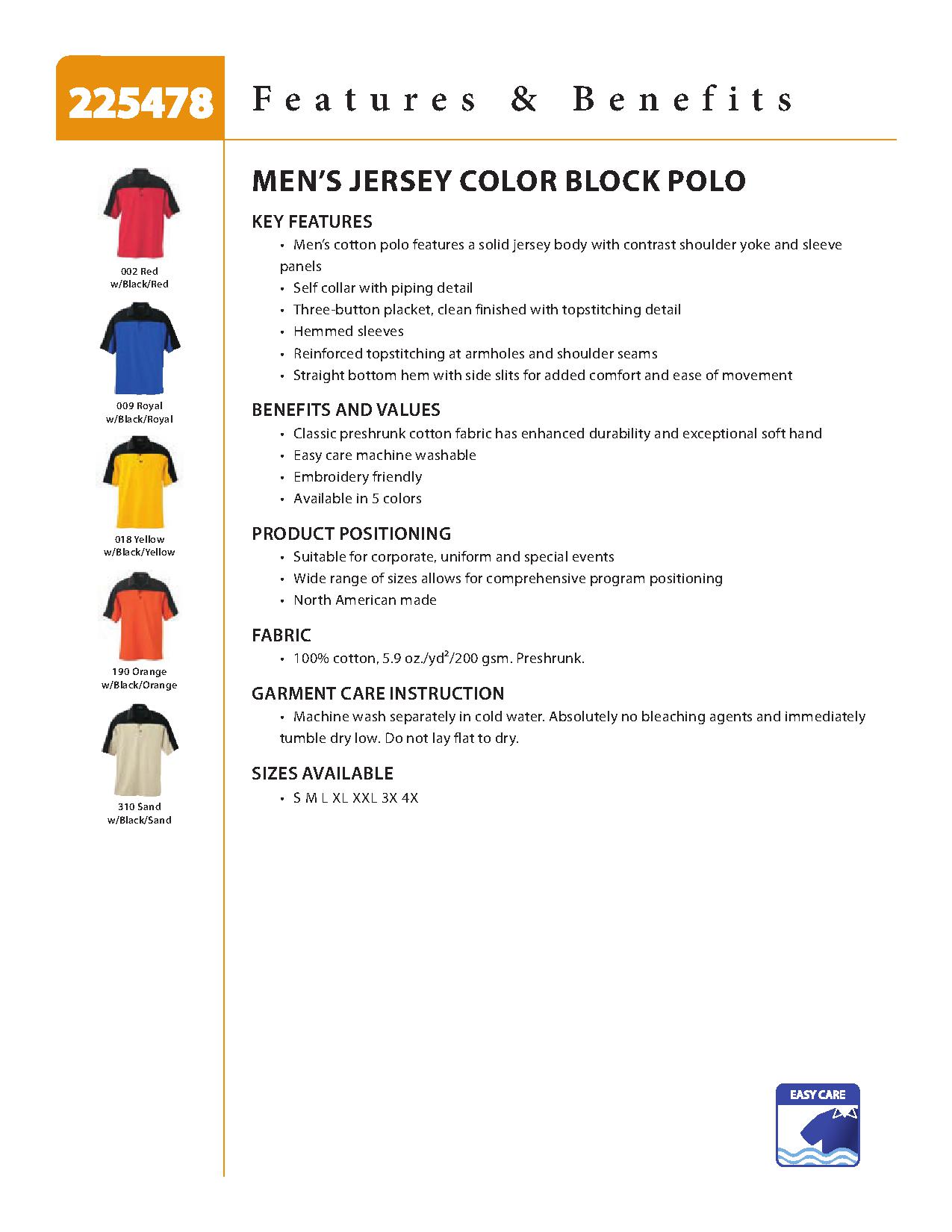 Ash City Jersey 225478 - Men's Jersey Color Block Polo