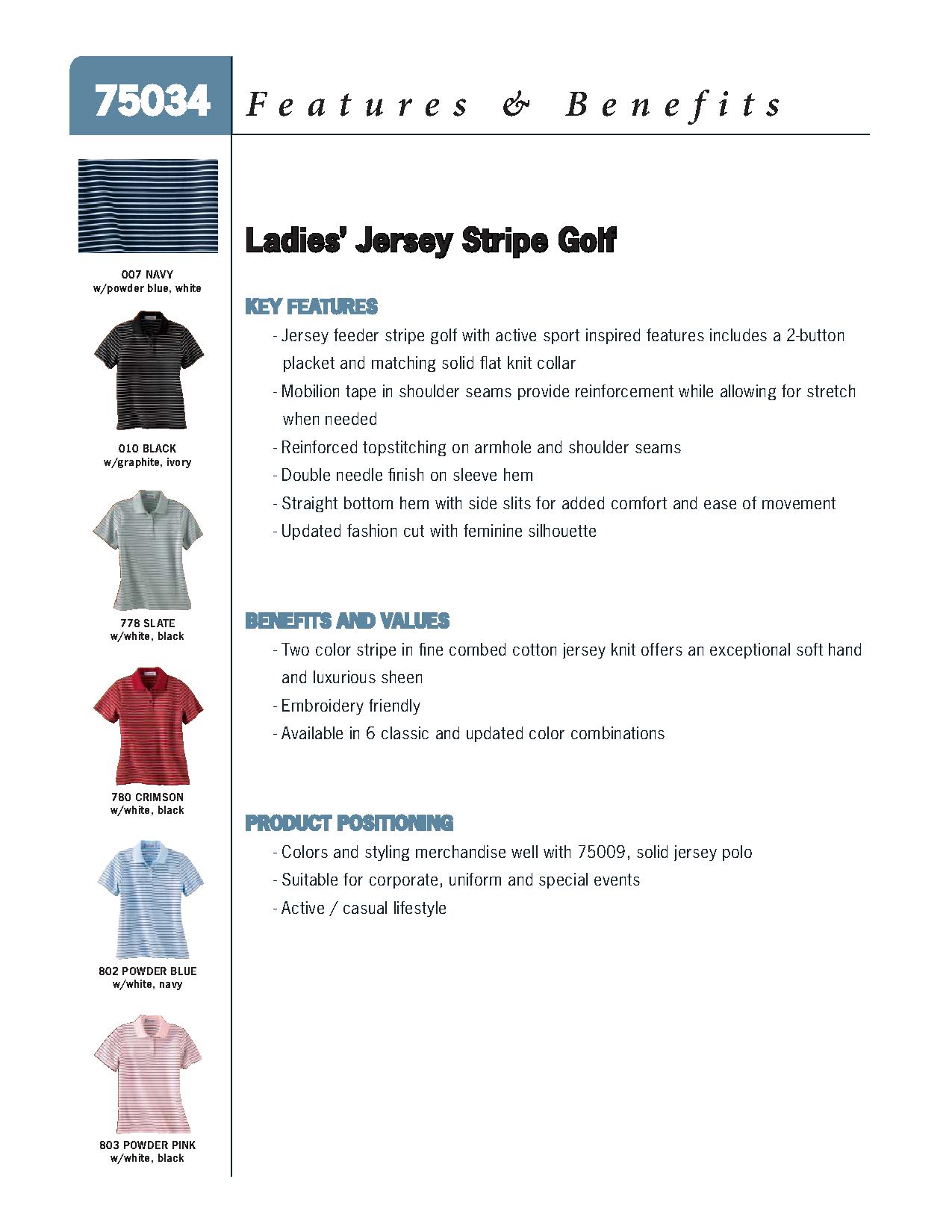 Ash City Jersey 75034 - Ladies' Jersey Stripe Polo