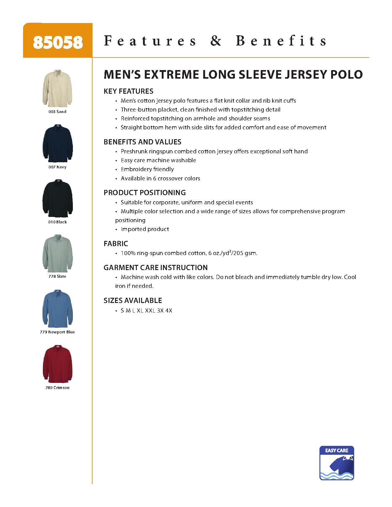 Ash City Jersey 85058 - Men's Long Sleeve Jersey Polo
