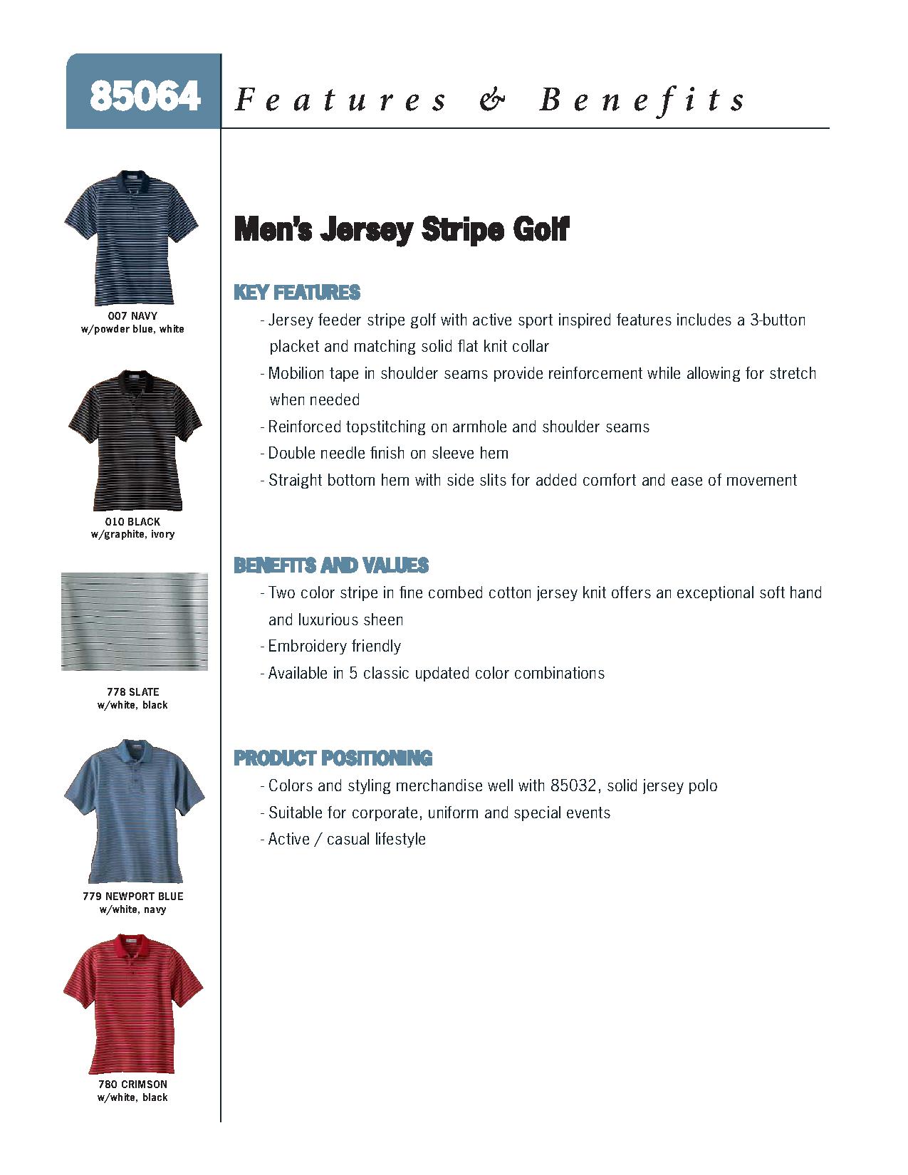 Ash City Jersey 85064 - Men's Jersey Stripe Polo