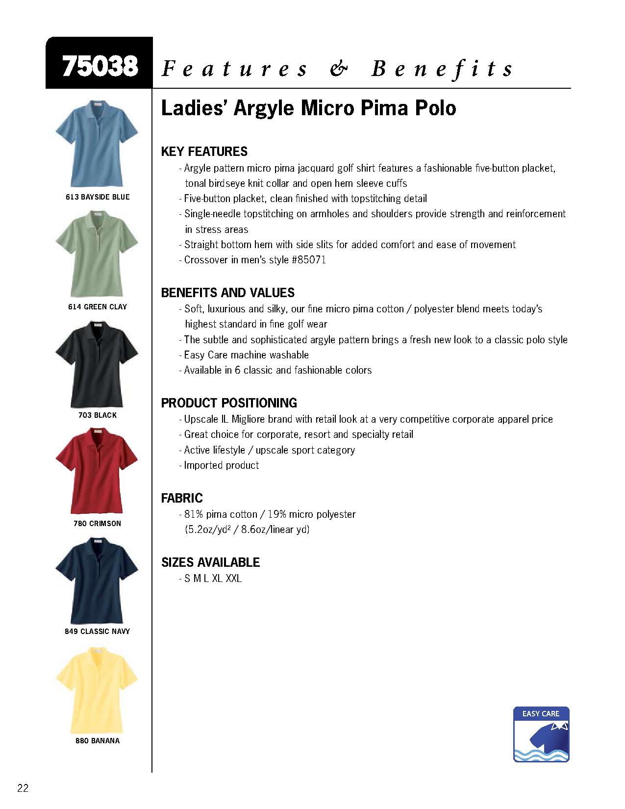 Ash City Micro pima 75038 - Ladies' Argyle Micro Pima Polo