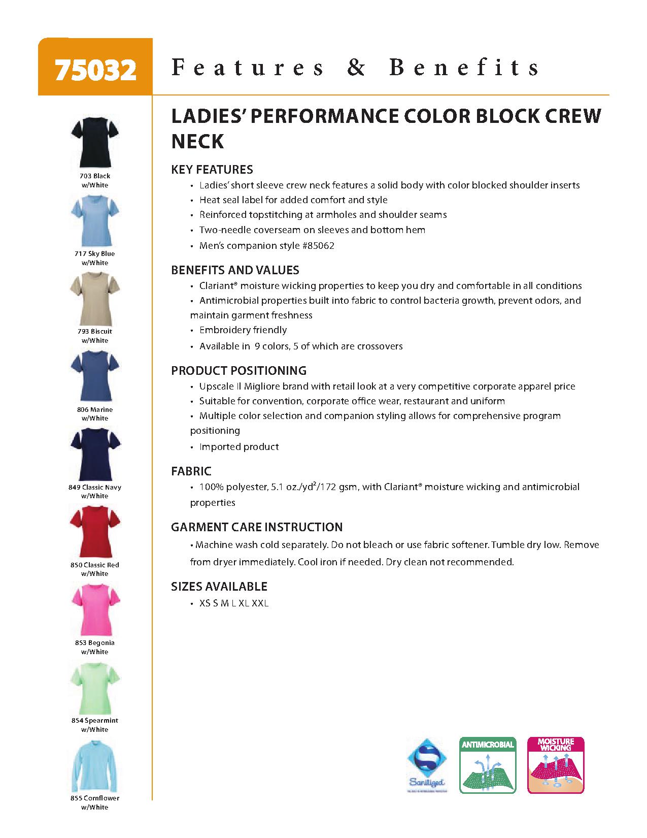 Ash City Performance 75032 - Ladies' Performance Color-Block Crew Neck