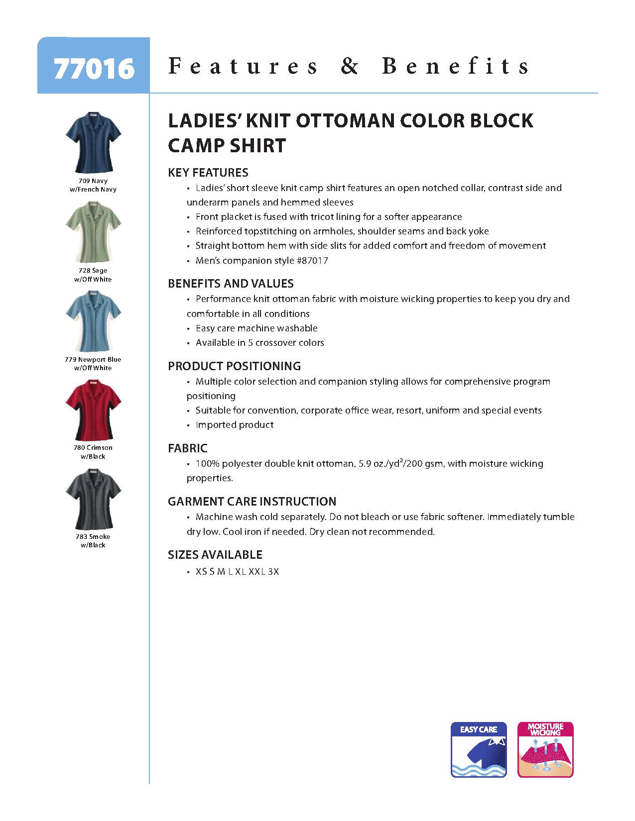 Ash City Performance 77016 - Ladies' Knit Ottoman Color-Block Camp Shirt
