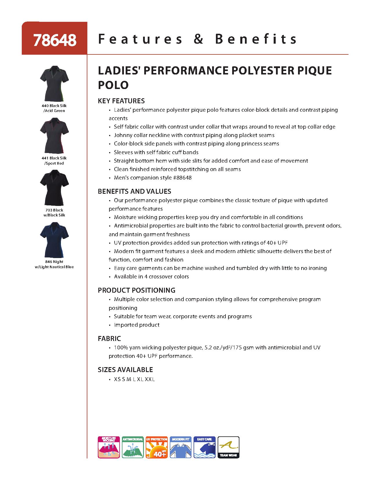 Ash City Performance 78648 - Sonic Ladies' Performance Polyester Pique Polo