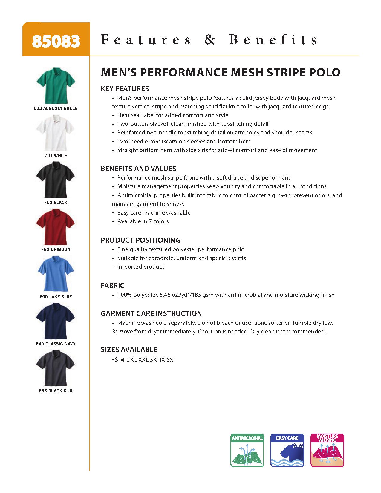 Ash City Performance 85083 - Men's Performance Mesh Stripe Polo